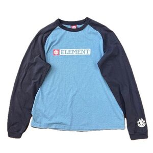Vintage 90s ELEMENT Skateboards Spell Out Logo Long Sleeve Raglan Tee Shirt 🛹